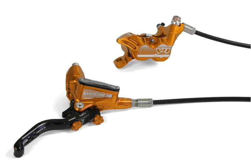Hope Tech 3 Disc Brake Standard Hose with V4 Calipers in Orange-1