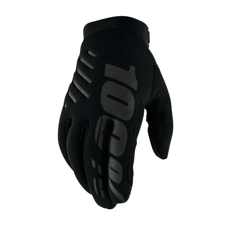 100% Brisker Cold Weather Youth Gloves in Black/Grey-1